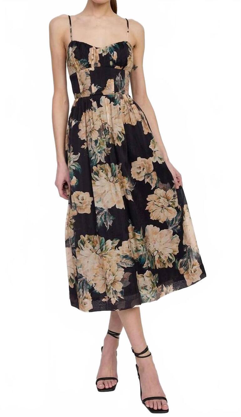NEW EN SAISON peregrine midi dress in black apricot